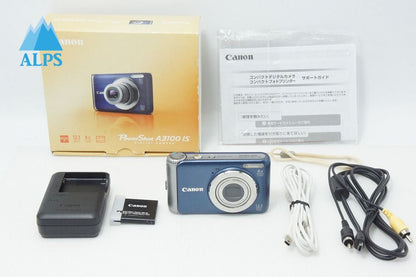 Excellent Condition Canon PowerShot A3100 IS Compact Digital Camera Blue with Original Box 260508z