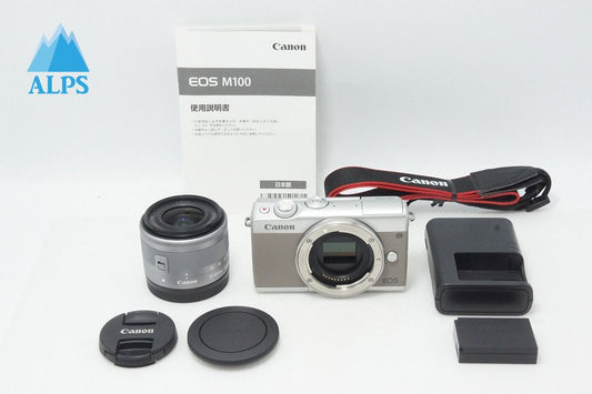 良品 Canon キヤノン EOS M100 ボディ + EF-M 15-45mm IS STM レンズキット ミラーレス一眼カメラ グレー 260616d