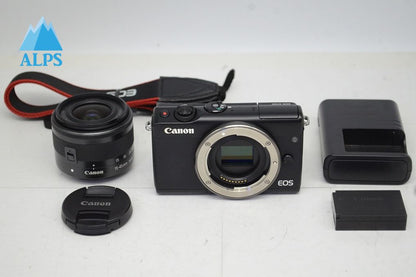 良品 Canon キヤノン EOS M100 + EF-M 15-45mm IS STM レンズキット ミラーレス一眼カメラ ブラック 251008g