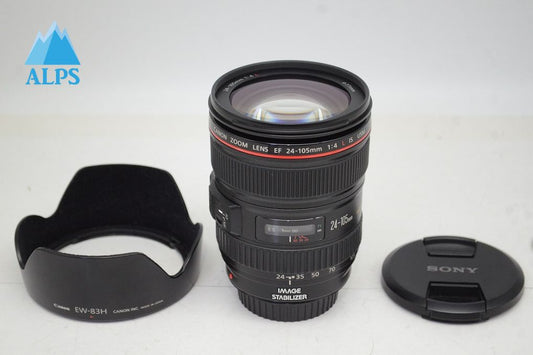 良品 Canon キヤノン EF 24-105mm F4L IS USM フルサイズ ズームレンズ フード付 251002y