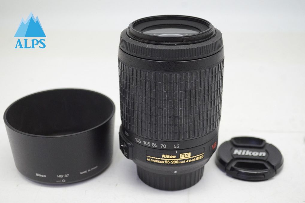 良品 Nikon ニコン AF-S DX NIKKOR 55-200mm F4-5.6G ED VR APS-C ズームレンズ フード付 251008u