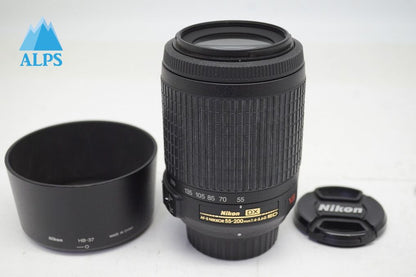 良品 Nikon ニコン AF-S DX NIKKOR 55-200mm F4-5.6G ED VR APS-C ズームレンズ フード付 251008u