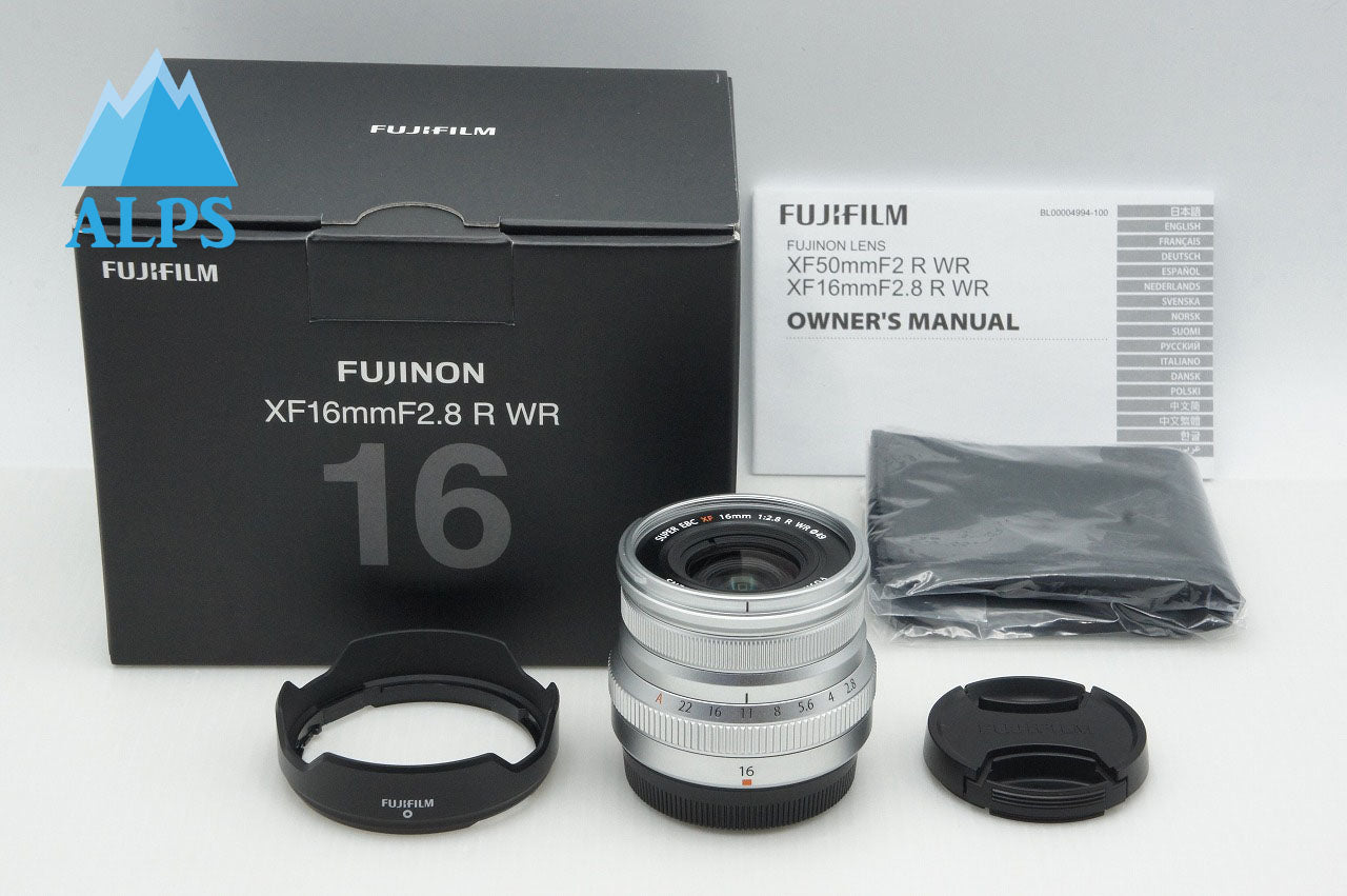 美品 FUJIFILM フジフィルム XF 16mm F2.8 R WR 単焦点レンズ シルバー 元箱付 260310ad