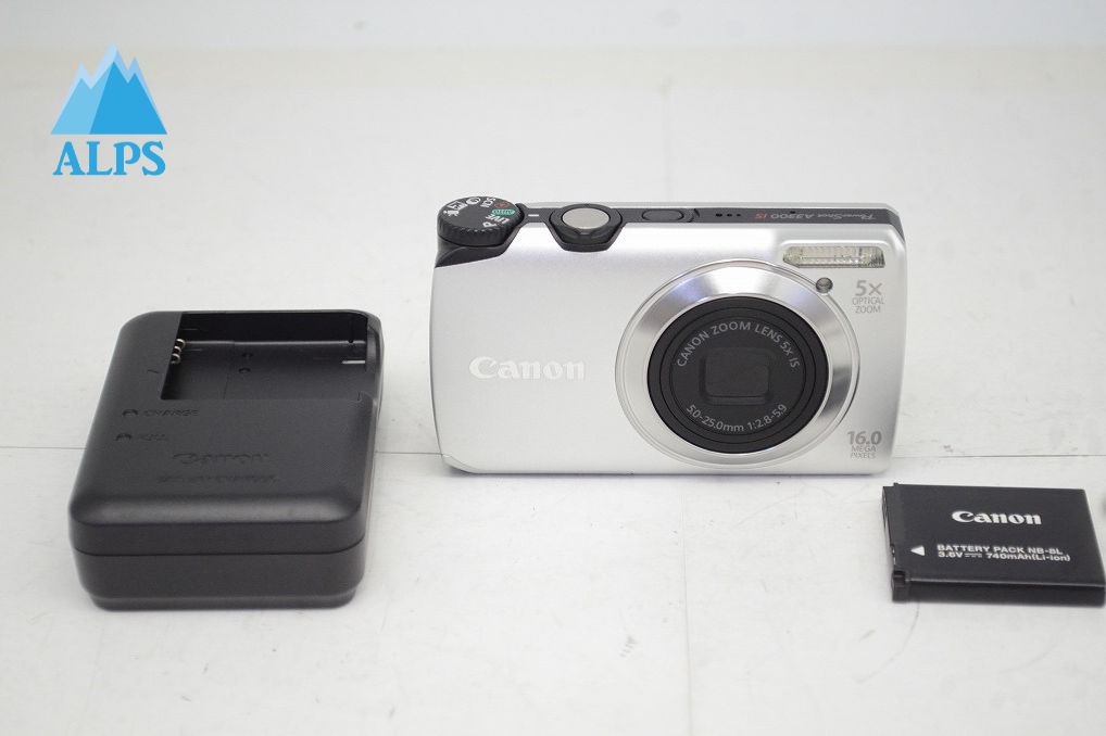 美品 Canon キヤノン PowerShot A3300 IS シルバー コンパクトデジタルカメラ 251008b