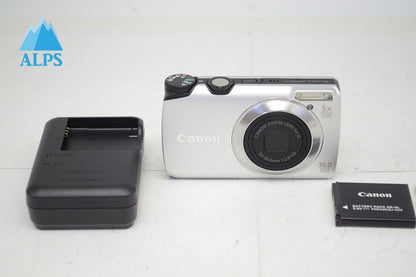 美品 Canon キヤノン PowerShot A3300 IS シルバー コンパクトデジタルカメラ 251008b