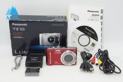 Excellent condition Panasonic LUMIX DMC-TZ10 Compact Digital Camera Red, with original box 260508u