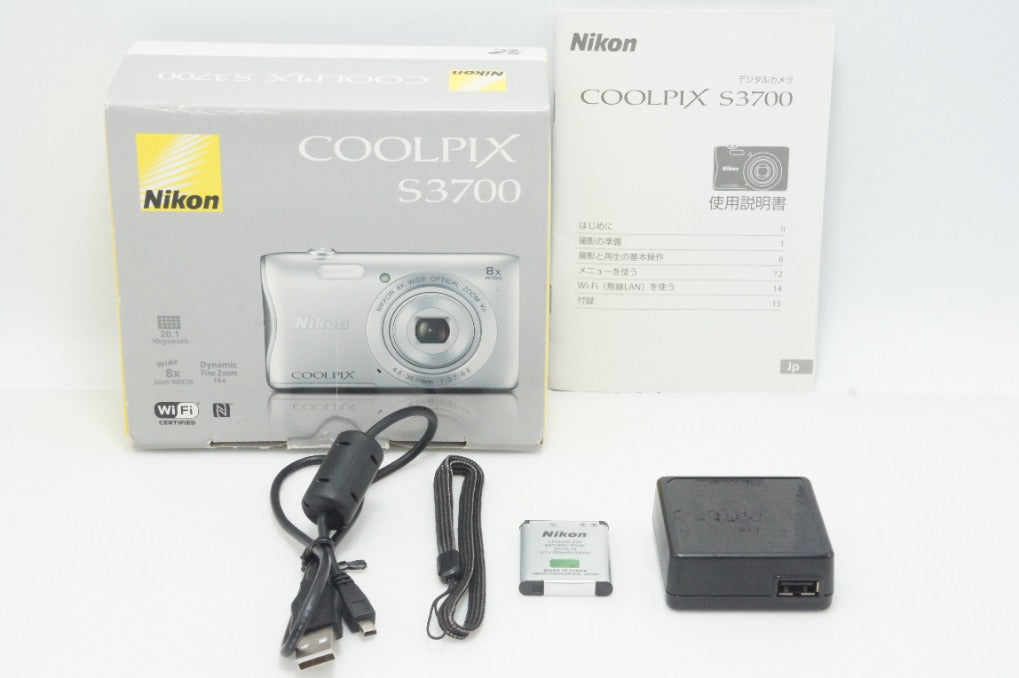 美品 Nikon ニコン COOLPIX S3700 コンパクトデジタルカメラ シルバー 元箱付 260701a