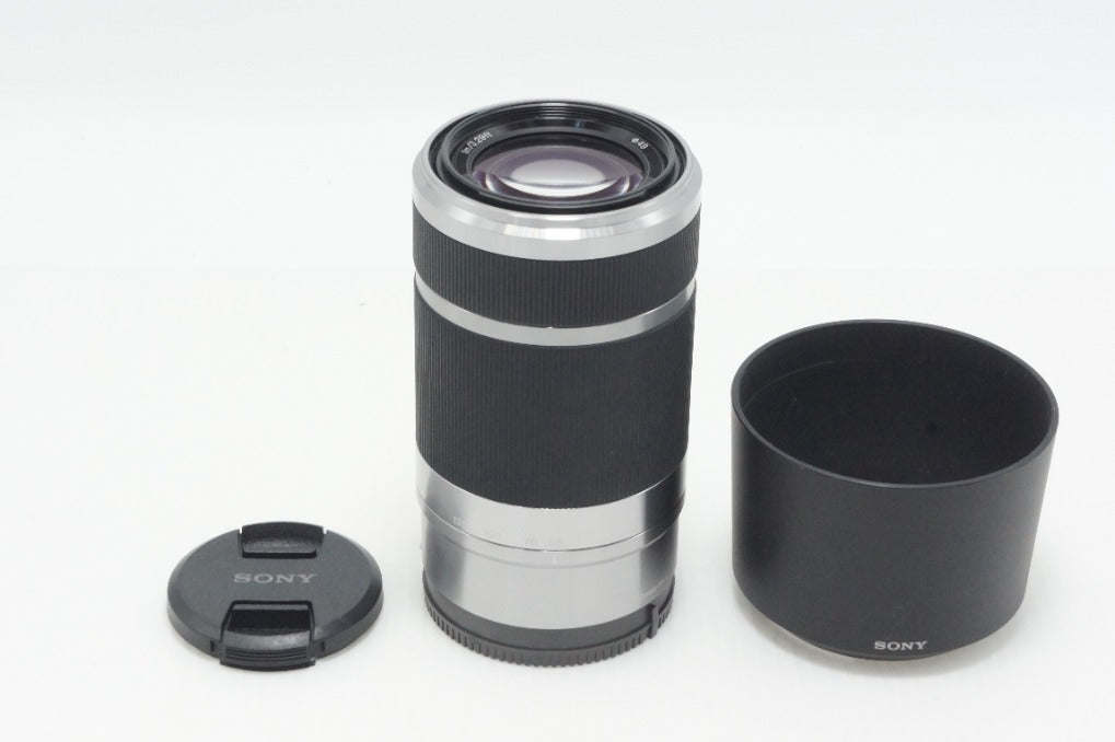 SONY ソニー E 55-210mm F4.5-6.3 OSS SEL55210 AFレンズ シルバー Eマウント APS-C フード付 261021v