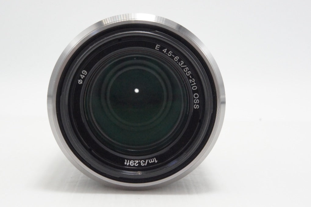美品 SONY ソニー E 55-210mm F4.5-6.3 OSS SEL55210 シルバー Eマウント APS-C ズームレンズ フード付 260701ag