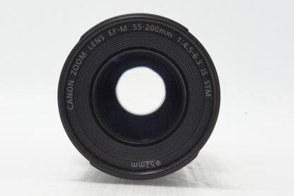 美品 Canon キヤノン EF-M 55-200mm F4.5-6.3 IS STM ズームレンズ シルバー EF-Mマウント 260702ab