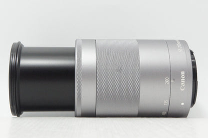 美品 Canon キヤノン EF-M 55-200mm F4.5-6.3 IS STM ズームレンズ シルバー EF-Mマウント 260702ab