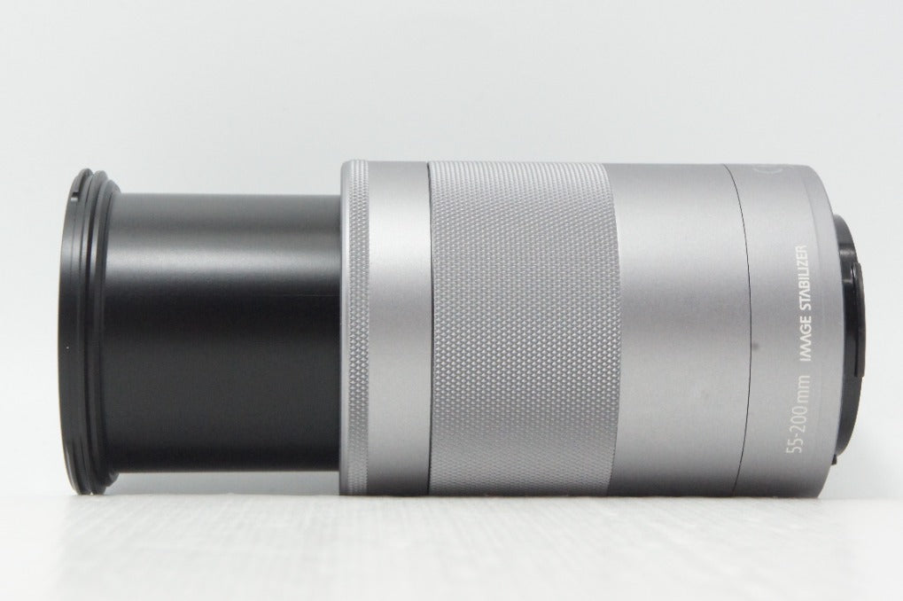 美品 Canon キヤノン EF-M 55-200mm F4.5-6.3 IS STM ズームレンズ シルバー EF-Mマウント 260702ab