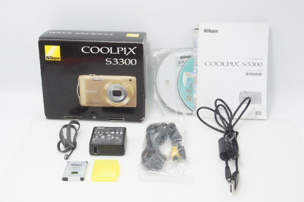美品 Nikon ニコン COOLPIX S3300 コンパクトデジタルカメラ スイートゴールド 元箱付 260702c
