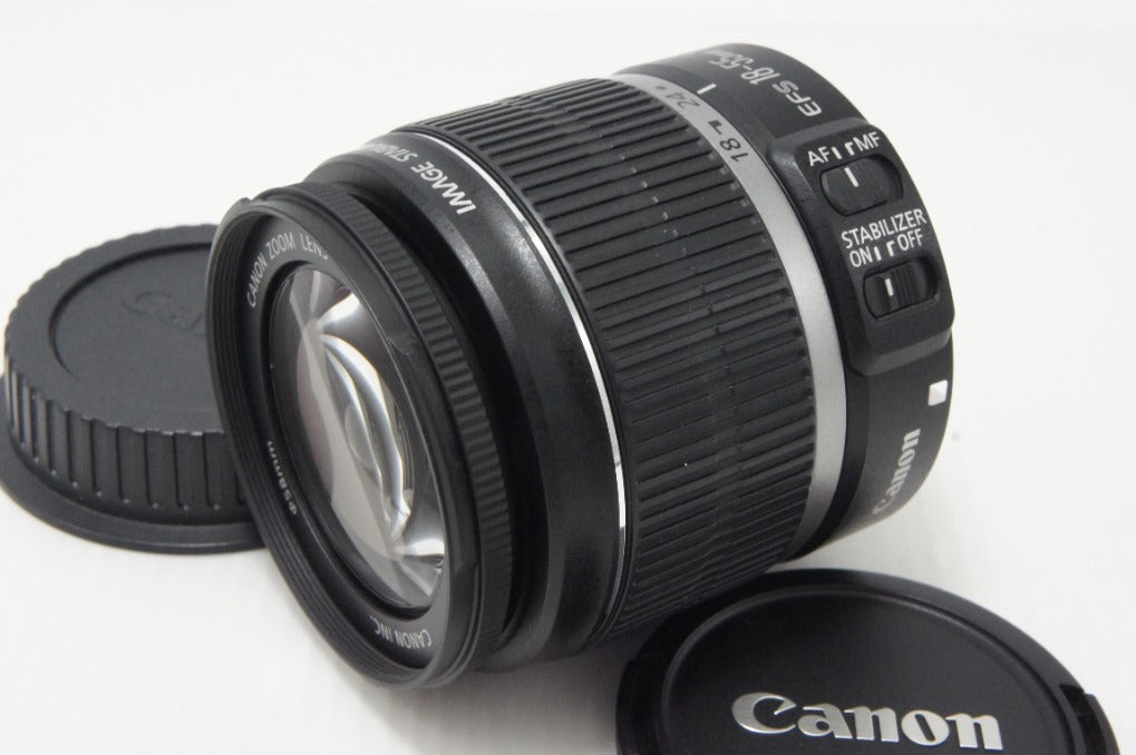 美品 Canon キヤノン EF-S 18-55mm F3.5-5.6 IS APS-C ズームレンズ フード付 260703g