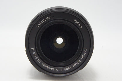 美品 Canon キヤノン EF-S 18-55mm F3.5-5.6 IS APS-C ズームレンズ フード付 260703g