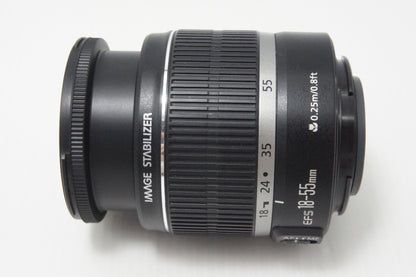 美品 Canon キヤノン EF-S 18-55mm F3.5-5.6 IS APS-C ズームレンズ フード付 260703g