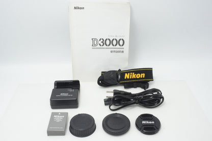 美品 Nikon ニコン D3000 レンズキット (AF-S DX NIKKOR 18-55mm F3.5-5.6G VR) デジタル一眼レフカメラ 260706a