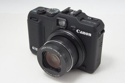 良品 Canon キヤノン PowerShot G15 コンパクトデジタルカメラ ブラック ケース付 260706ak
