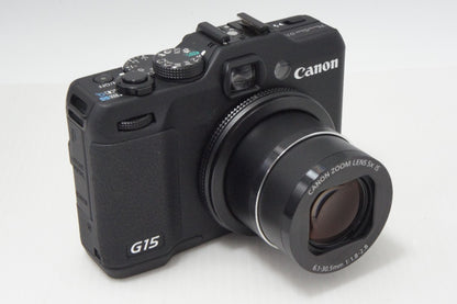 良品 Canon キヤノン PowerShot G15 コンパクトデジタルカメラ ブラック ケース付 260706ak