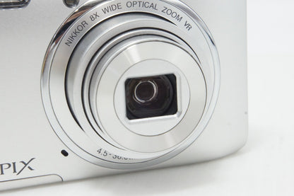 良品 Nikon ニコン COOLPIX S3600 コンパクトデジタルカメラ クリスタルシルバー 元箱付 260706g