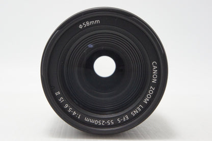 良品 Canon キヤノン EF-S 55-250mm F4-5.6 IS II APS-C ズームレンズ 260708aa
