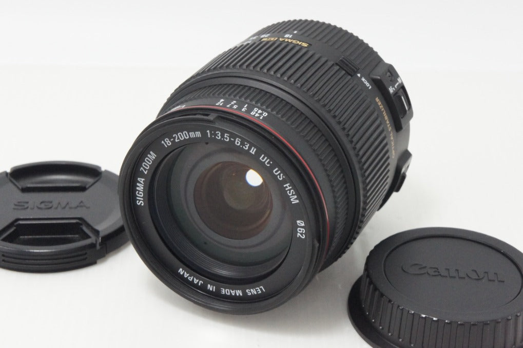 SIGMA 18-200mm Canon EFマウント 高倍率ズーム フード付 良品 SIGMA シグマ 18-200mm F3.5-6.3 II DC OS HSM Canon キヤノン EF