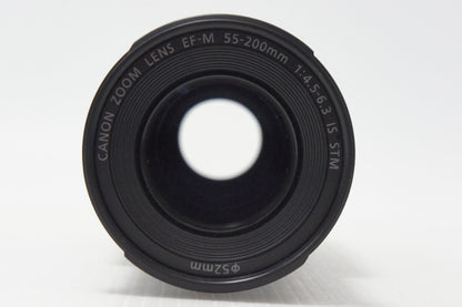良品 Canon キヤノン EF-M 55-200mm F4.5-6.3 IS STM シルバー APS-C EF-Mマウント ズームレンズ 260708o