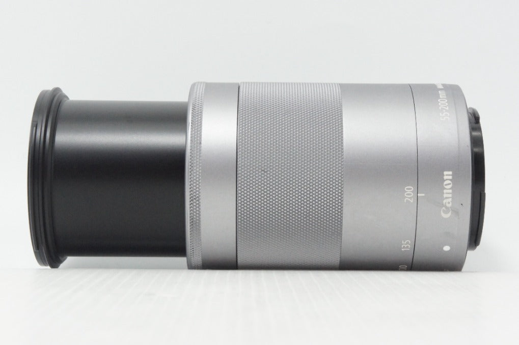 良品 Canon キヤノン EF-M 55-200mm F4.5-6.3 IS STM シルバー APS-C EF-Mマウント ズームレンズ 260708o