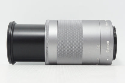 良品 Canon キヤノン EF-M 55-200mm F4.5-6.3 IS STM シルバー APS-C EF-Mマウント ズームレンズ 260708o