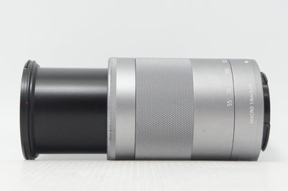 良品 Canon キヤノン EF-M 55-200mm F4.5-6.3 IS STM シルバー APS-C EF-Mマウント ズームレンズ 260708o