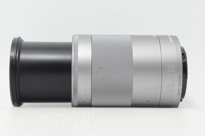 良品 Canon キヤノン EF-M 55-200mm F4.5-6.3 IS STM シルバー APS-C EF-Mマウント ズームレンズ 260708o