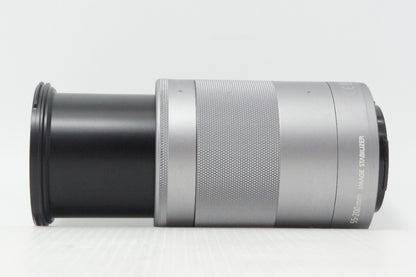 良品 Canon キヤノン EF-M 55-200mm F4.5-6.3 IS STM シルバー APS-C EF-Mマウント ズームレンズ 260708o