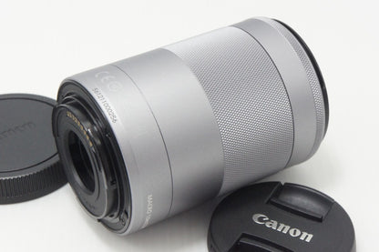 美品 Canon キヤノン EF-M 55-200mm F4.5-6.3 IS STM シルバー EF-Mマウント APS-C ズームレンズ 260710m