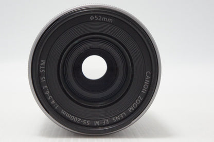 美品 Canon キヤノン EF-M 55-200mm F4.5-6.3 IS STM シルバー EF-Mマウント APS-C ズームレンズ 260710m