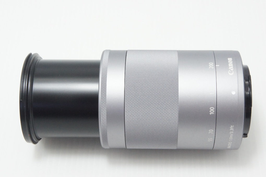 美品 Canon キヤノン EF-M 55-200mm F4.5-6.3 IS STM シルバー EF-Mマウント APS-C ズームレンズ 260710m