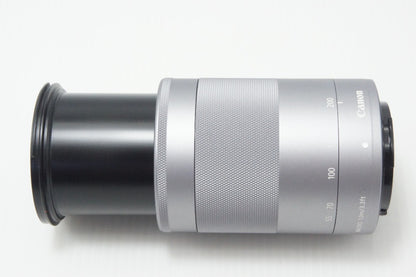 美品 Canon キヤノン EF-M 55-200mm F4.5-6.3 IS STM シルバー EF-Mマウント APS-C ズームレンズ 260710m