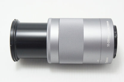 美品 Canon キヤノン EF-M 55-200mm F4.5-6.3 IS STM シルバー EF-Mマウント APS-C ズームレンズ 260710m
