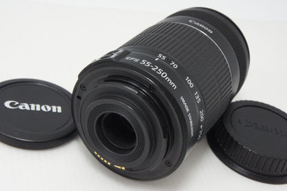美品 Canon キヤノン EF-S 55-250mm F4-5.6 IS II ズームレンズ APS-C キット用白箱付 260710o