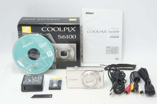 美品 Nikon ニコン COOLPIX S6100 コンパクトデジタルカメラ シャンパンシルバー 元箱付 260714k