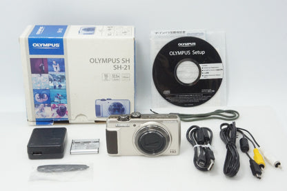 美品 OLYMPUS オリンパス STYLUS SH-21 コンパクトデジタルカメラ シャンパンゴールド 元箱付 260714m