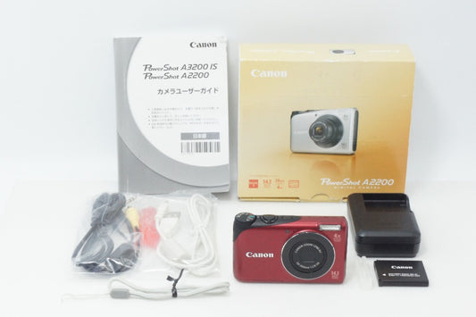 Excellent condition Canon PowerShot A2200 Compact Digital Camera Red with Original Box 260714s