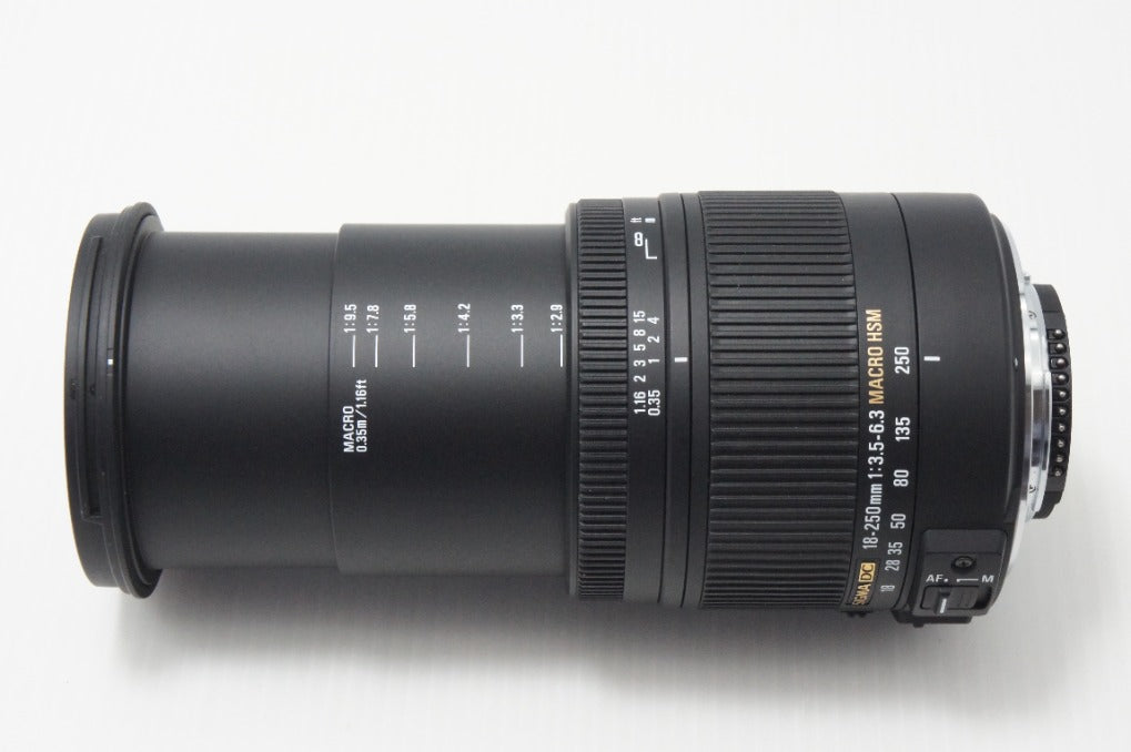 美品 SIGMA シグマ 18-250mm F3.5-6.3 DC MACRO OS HSM Nikon ニコン Fマウント APS-C ズームレンズ フード付 260717a