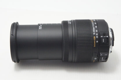 美品 SIGMA シグマ 18-250mm F3.5-6.3 DC MACRO OS HSM Nikon ニコン Fマウント APS-C ズームレンズ フード付 260717a