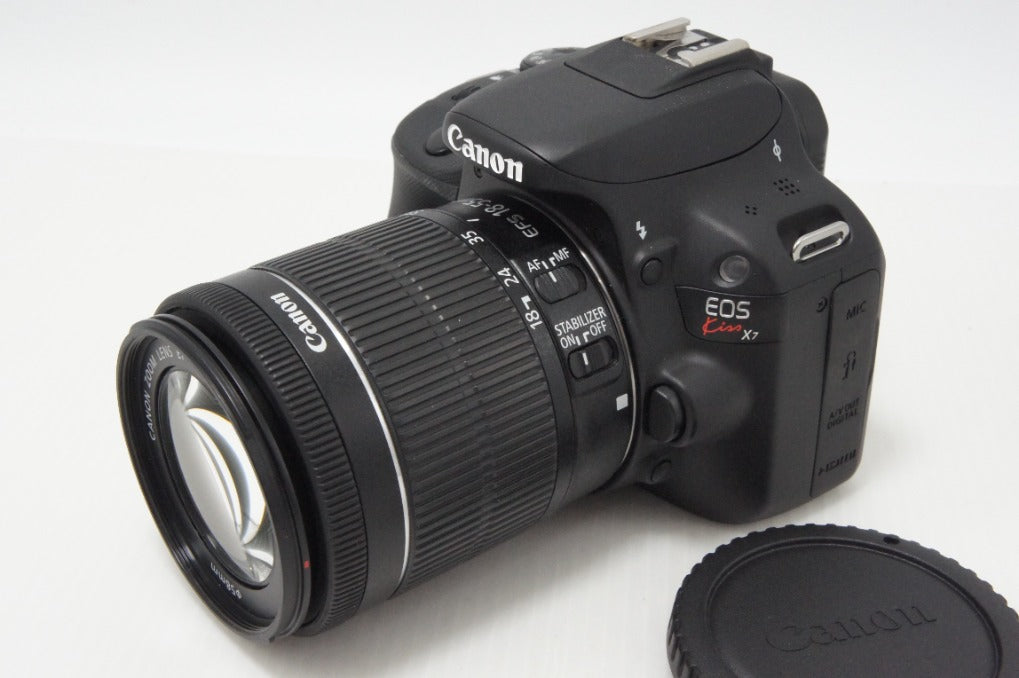美品 Canon EOS Kiss X7 ボディ + EF-S 18-55mm IS STM レンズキット デジタル一眼レフカメラ ブラック 260717ak