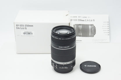 良品 Canon キヤノン EF-S 55-250mm F4-5.6 IS ズームレンズ APS-C 白箱付 260717s