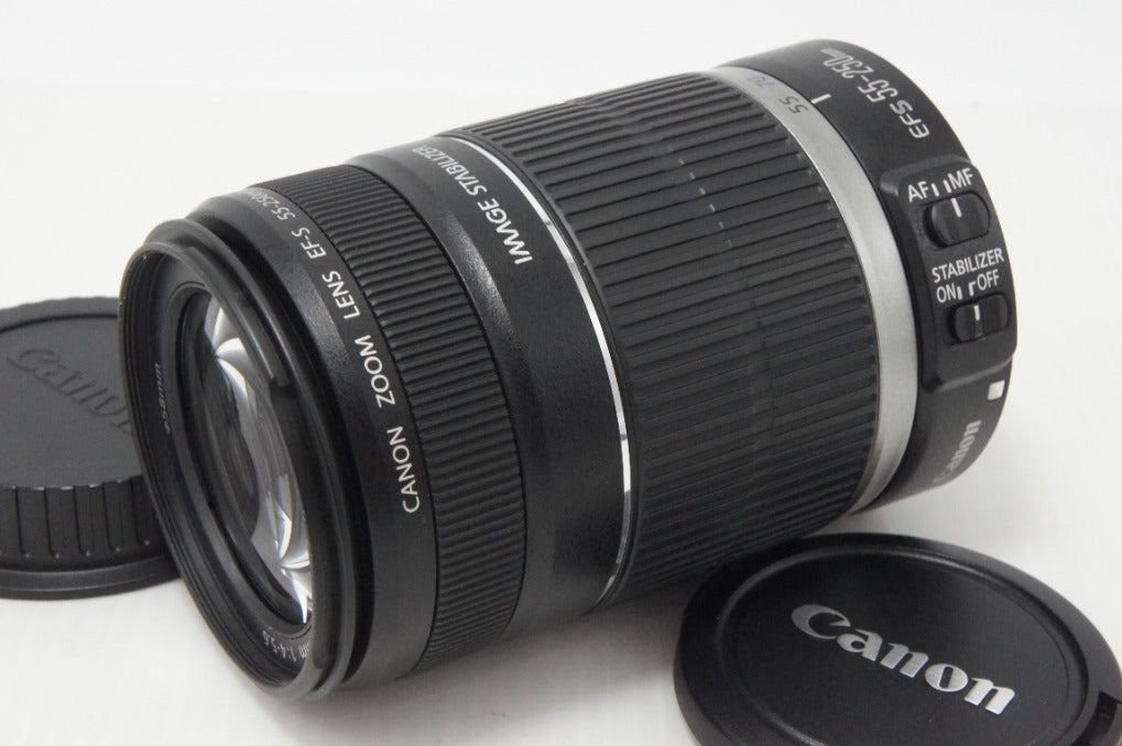 良品 Canon キヤノン EF-S 55-250mm F4-5.6 IS ズームレンズ APS-C 白箱付 260717s