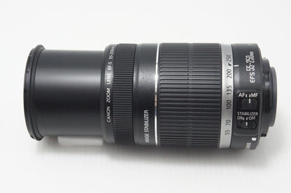 良品 Canon キヤノン EF-S 55-250mm F4-5.6 IS ズームレンズ APS-C 白箱付 260717s