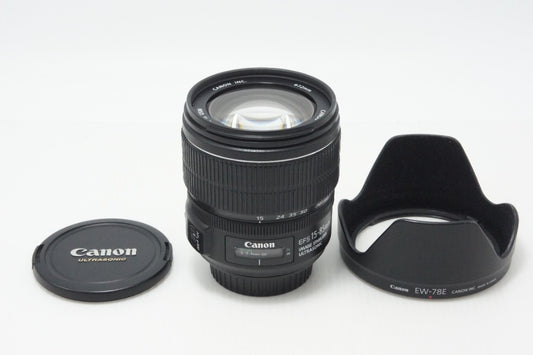 良品 Canon キヤノン EF-S 15-85mm F3.5-5.6 IS USM APS-C ズームレンズ フード付 260721f
