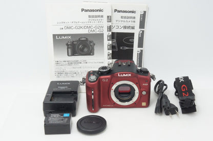 良品 Panasonic パナソニック LUMIX DMC-G2 ボディ ミラーレス一眼カメラ レッド 260723g