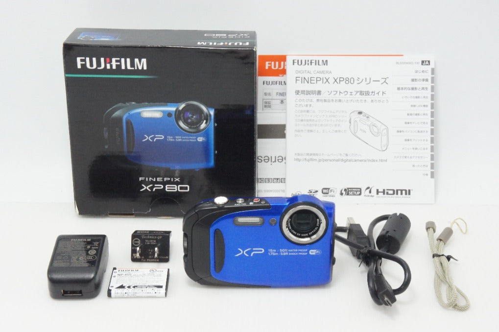 良品 FUJIFILM フジフィルム FinePix XP80 コンパクトデジタルカメラ ブルー 元箱付 260727b